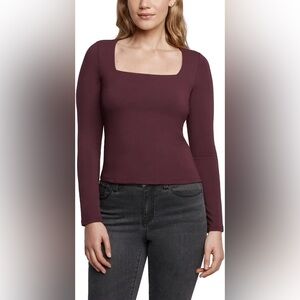Express Squareneck Top in Burgundy